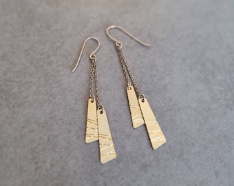 Geometric Earrings, Square Earrings, Earrings, Triangle Earrings, Gold Geometric Earrings, Geometric Jewelry, Dangle Long Earrings