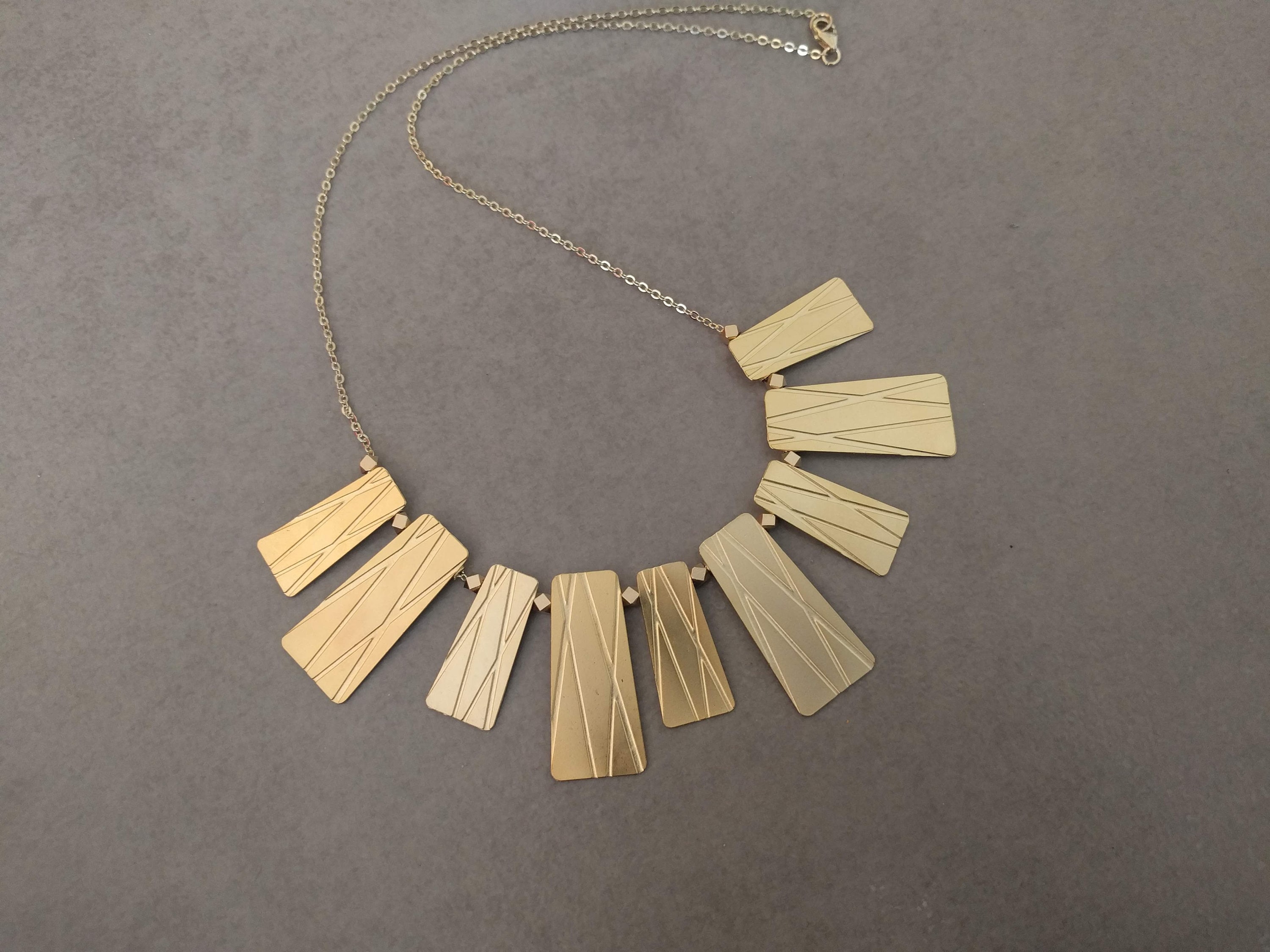 Gold Bib Necklace Gold Statement Necklace Geometric Necklace
