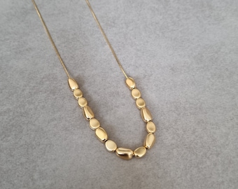 Gold Beads Necklace, Beads Necklace, Dainty Necklace, Long Necklace, Geometric Beads Necklace, Long Gold Necklace, Gift for her, women gift