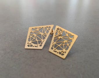 Gold Stud Earrings, Geometric Stud, Gold Earrings, Stud Earrings, Gold Post Earrings, Ear Studs, Geometric earrings, gold studs, valentines