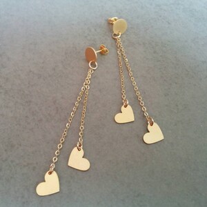 Gold Heart Earrings, Gold Stud Earrings, Gold Earrings, Hearts Earrings, Stud Earrings, Dangle Earrings, Earrings, Heart studs,Gift For Girl