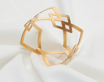 Geometric Bracelet, Gold Cuff Bracelet, Wide Cuff, Gold Bracelet, Triangle Bracelet, Gold Bangle, Geometric Bangle, Triangle Cuff Bracelet