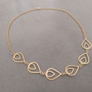 Teardrop Necklace, Gold Necklace, Chain Gold Necklace, Geometric Jewelry, Teardrop Pendant Necklace, Teardrop Chain Necklace, Gift For Her