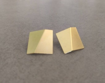 Square Stud Earrings, Geometric Stud Earrings, Origami Gold Earrings, Square Studs, Stud Earrings, Gold Studs, Post Earrings, Gold Post