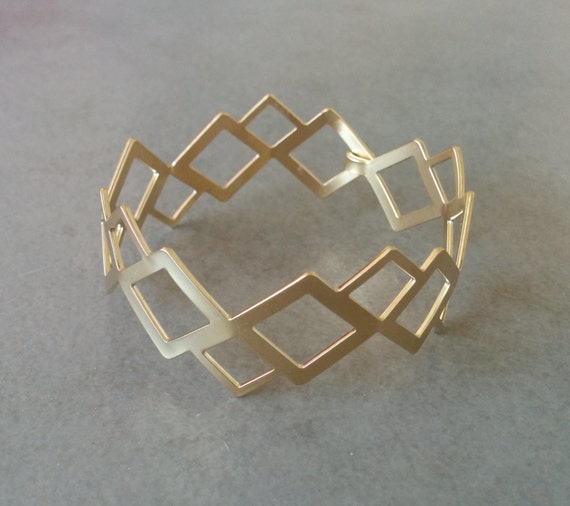 Gold Cuff Bracelet Gold Cuff Gold Bracelet Geometric Etsy