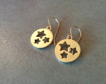 Earrings For Girl, Gold Earrings, Small Stars Earrings, Dangle Earrings, Gold Star, Jewelry Gift, Girls Gift, Girls Earrings, Gift For Her