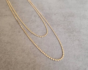 Gold Disk Necklace, Duble Disc Necklace, Dainty Necklace, Long Necklace, 2 Disc Necklaces, Long Gold Necklace, Gift for her