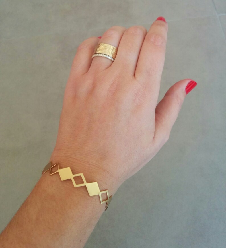 Gold Thin Bracelet, Geometric Bracelet, Triangle Bracelet, Gold Bracelet, Geometric Bangles, Gold Geometric Bracelet, Cuff Bracelet, Bangles image 3