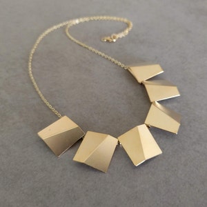 Gold Square Necklace, Geometric Necklace, Gold Necklace, Gold Bib Necklace, Gold Statement Necklace, Statement Jewelry, Fashion Necklace