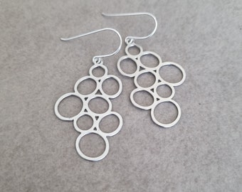 Silver Earrings, Circle Earrings, Sterling Silver, Dangle Earrings, Silver Dangle Earrings, Silver Jewelry, Bubble Earrings Silver