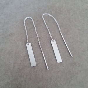 Silver Earrings, Sterling Silver, Dangle Earrings, Chain Earrings, Geometric Earrings, Earrings, Silver Jewelry, Squar Silver Earrings