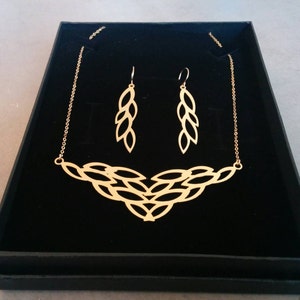 Gold Jewelry Set, Gold Leaf Necklace, Gold Earrings, Jewelry Set, Gold Leaf Jewelry, Leaf Earrings, Leaves Necklace, Bridal Jewelry