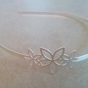 Silver headband Floral bridal headband Silver hair piece for wedding image 3