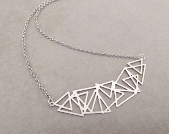 Silver Geometric Necklace, Geometric Necklace, Silver Necklace, Triangle Necklace, Triangle Pendant Silver, Silver Triangle, Christmas Gift