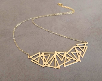 Triangle Necklace, Gold Triangle, Geometric Necklace, Gold Necklace, Delicate Necklace, Geometric Jewelry, Necklace, Triangle Jewelry