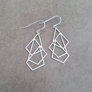 Silver Geometric Earrings, Dangle Earrings, Silver Earrings, Square Earrings, Triangle Earrings, Silver Geometric, Christmas Gift, Gift