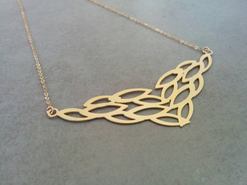 Gold Jewelry Set Gold Leaf Necklace Gold Earrings Jewelry Etsy