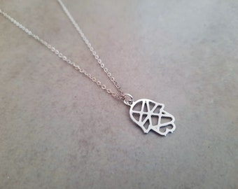 Silver Hamsa Necklace, Hamsa Necklace, Hamsa Jewelry, Hamsa Pendant, Silve Necklace, Hamsa Hand Necklace, Hand Necklace, Tiny Hamsa Necklace