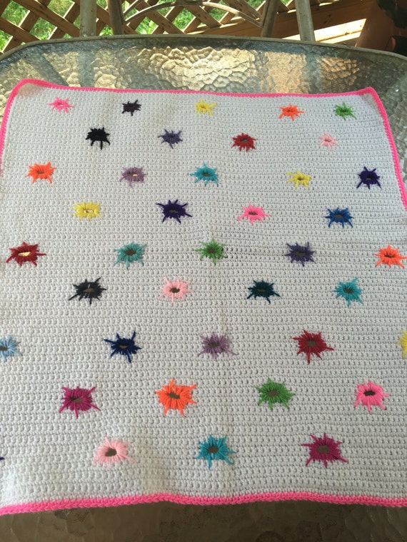 Paint Splatter Blanket/ Handmade Afghan/Colorful Crochet Etsy