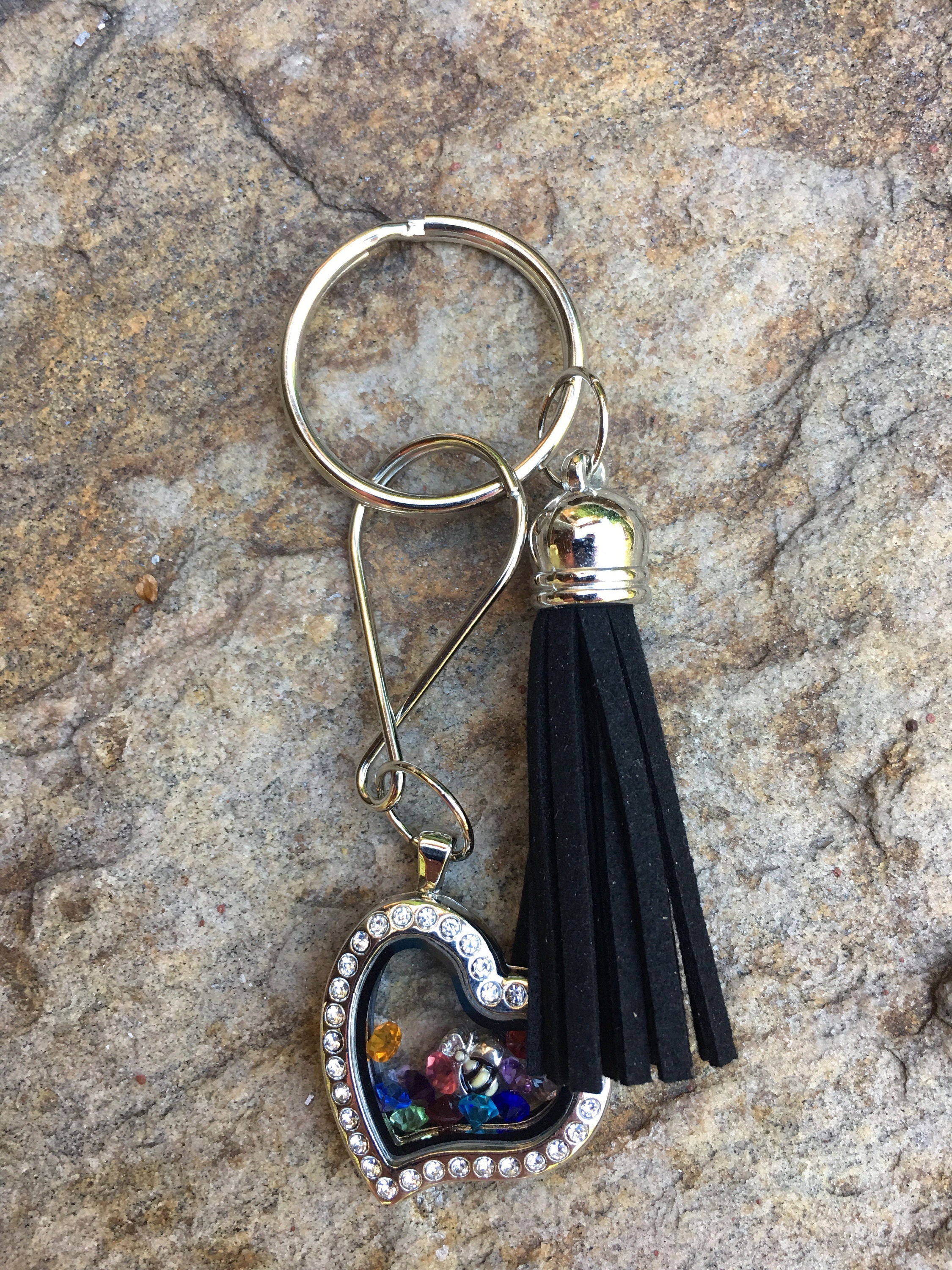 Floating Heart Locket Key Chain/Memory Locket/Tassel Etsy