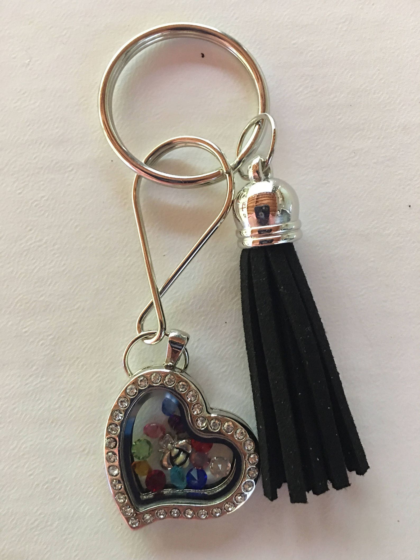Floating Heart Locket Key Chain/Memory Locket/Tassel Etsy