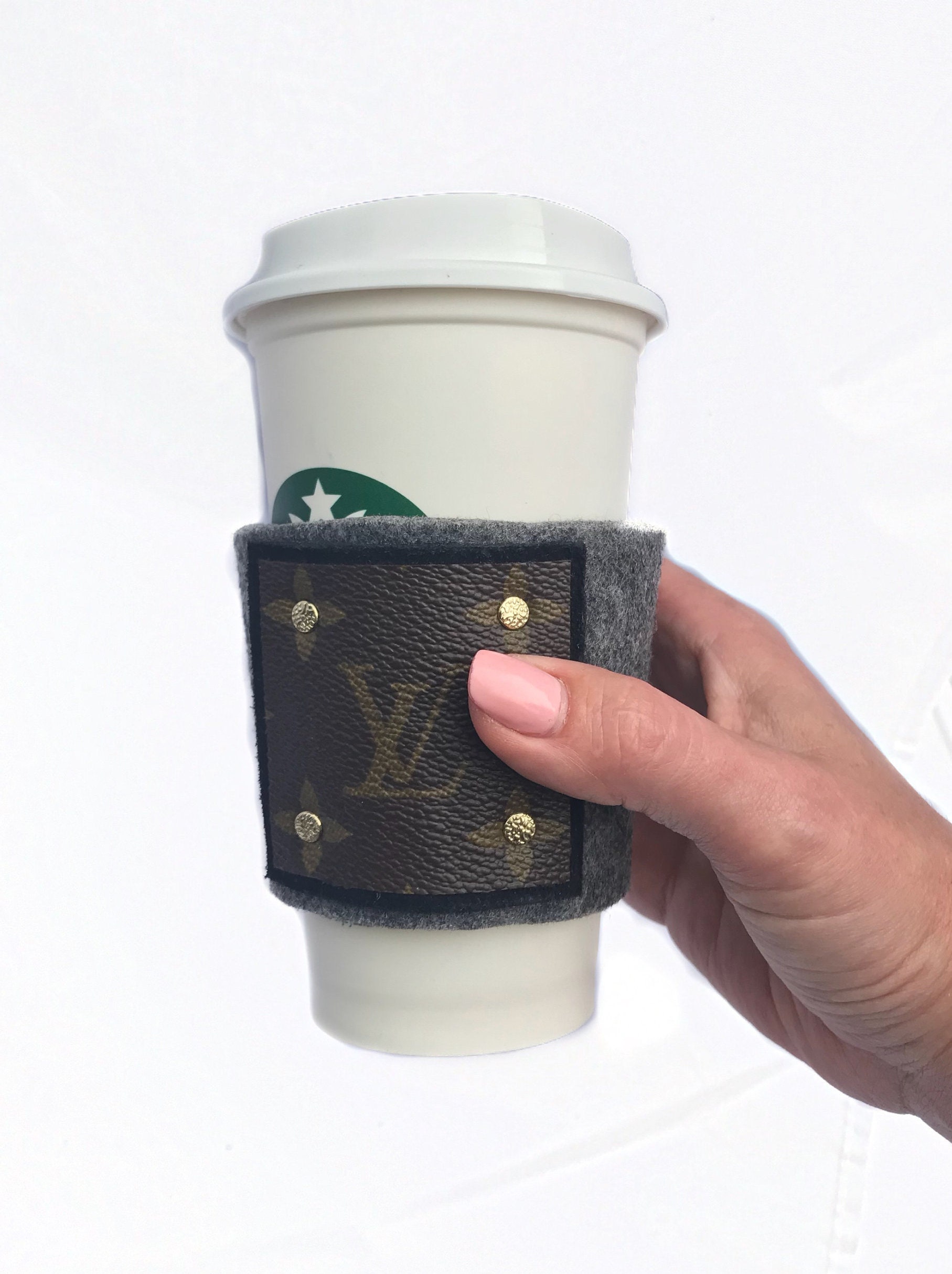 Louis Vuitton Coffee Sleeve Cozy With Authentic Canvas and 