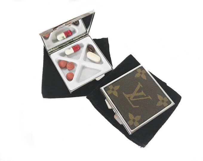 Louis Vuitton Pillbox and Mirror Case, Authentic Upcycled Canvas