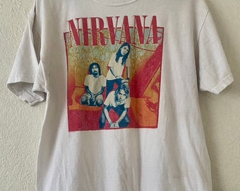 Vtg Early 90s Nirvana Smiley Face T-Shirt Black XL Kurt