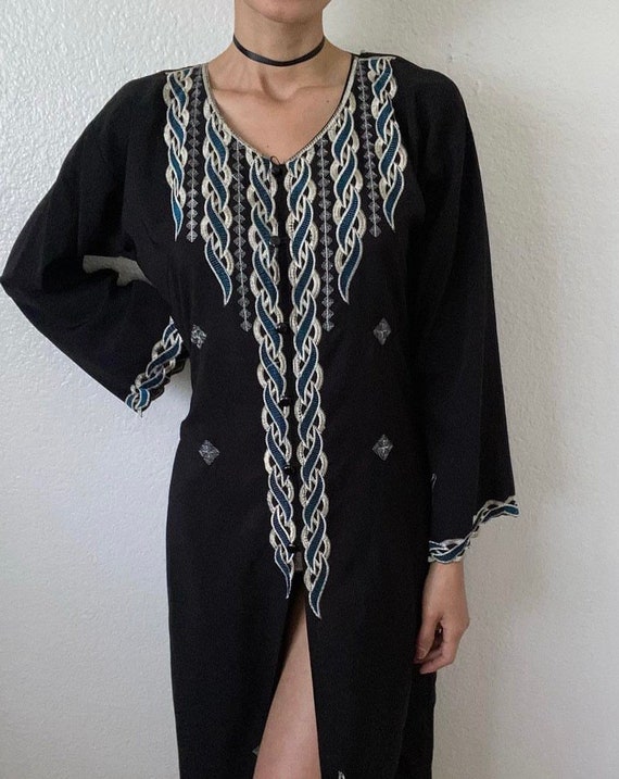 Vintage Boho Kimono Embroidered Dress - image 1