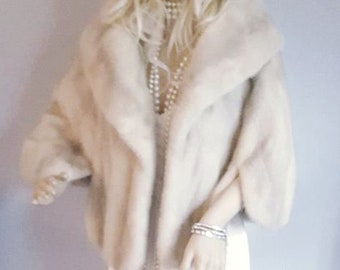 Luxury Vintage Mink Stole - Mink Fur Stole - Silver Ivory Fur Cape - Bridal Fur Shawl Shrug -Winter Wedding - Bridal Fur Jacket - Azurene