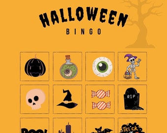 Halloween Bingo Cards, Printable Halloween bingo, Halloween Party Game, Fun Halloween games, bingo game for Halloween Party 30 sheets