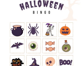 Halloween Bingo Cards, Printable Halloween bingo, Halloween Party Game, Fun Halloween games, bingo game for Halloween Party 30 sheets