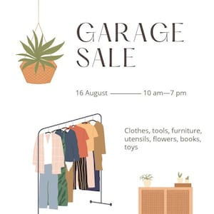 Yard Sale Garage Sale Flyer Uitnodiging Feestje Digitale kaart Bewerkbare sjabloon