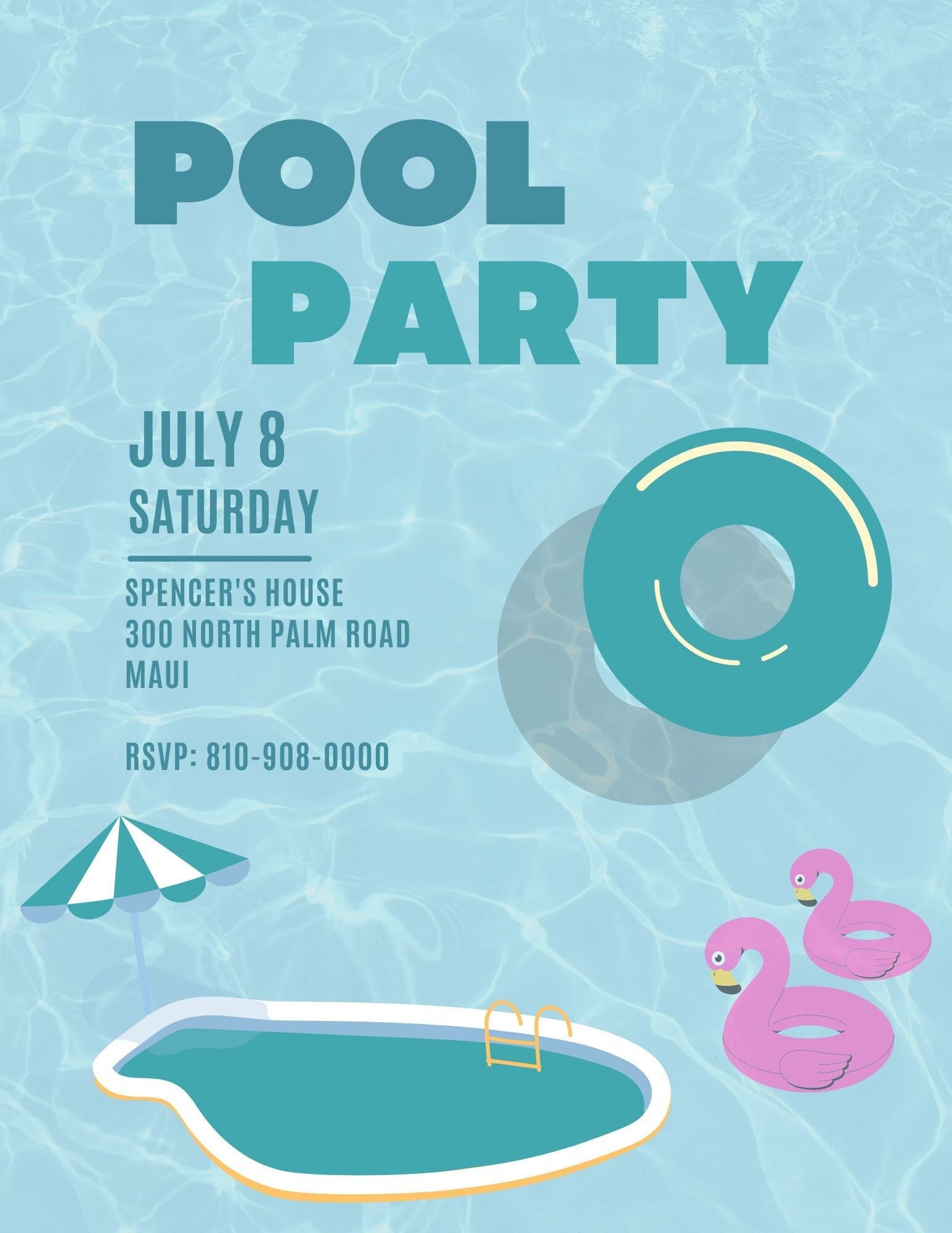 Summer Pool Party Flyer Party Invitation Digital Card Editable Etsy