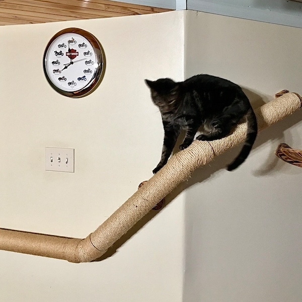 Akins-Zig-Zag Trepador Árbol para Gatos Trepador para Gatos Poste para Gatos Rascador para Gatos Estante de Pared Rampa para Mascotas