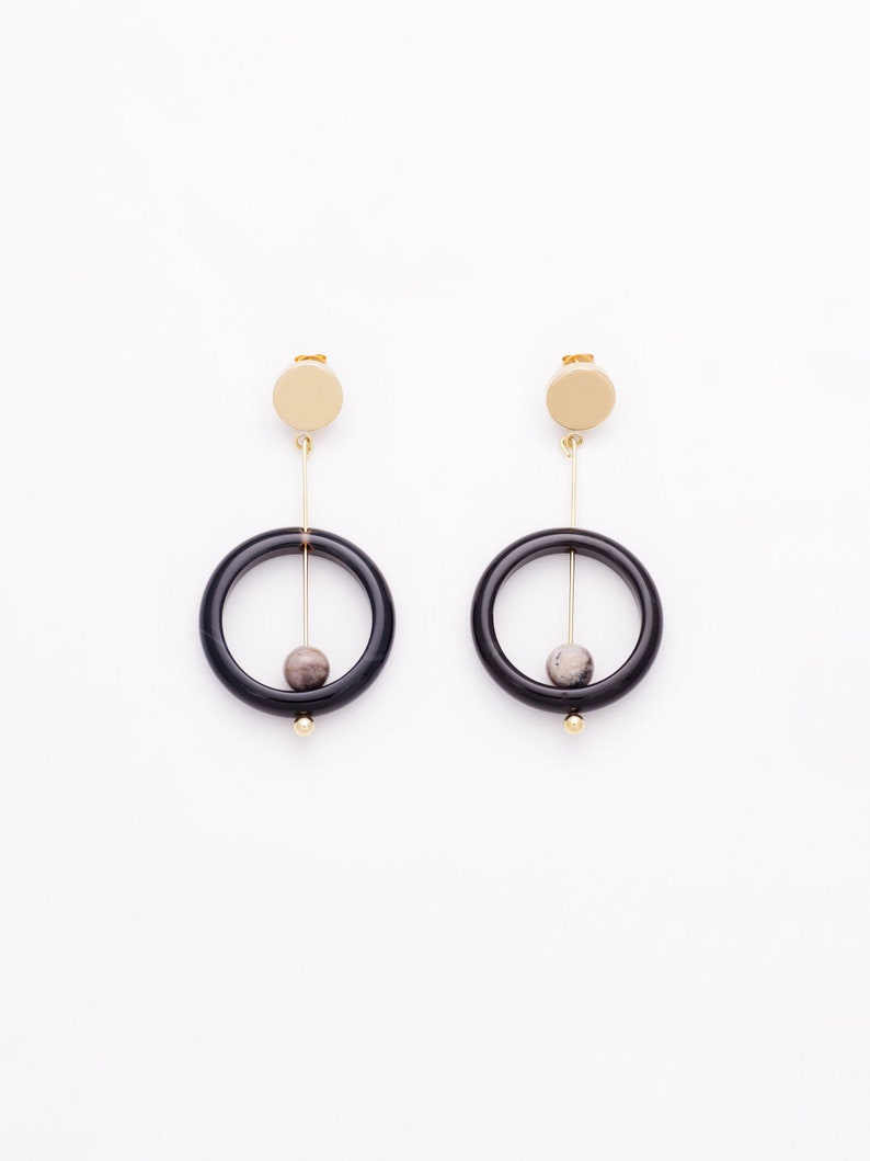 CarnelianBlack Agate Drop Earrings