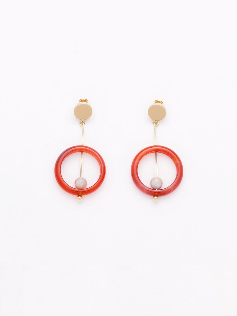 CarnelianBlack Agate Drop Earrings