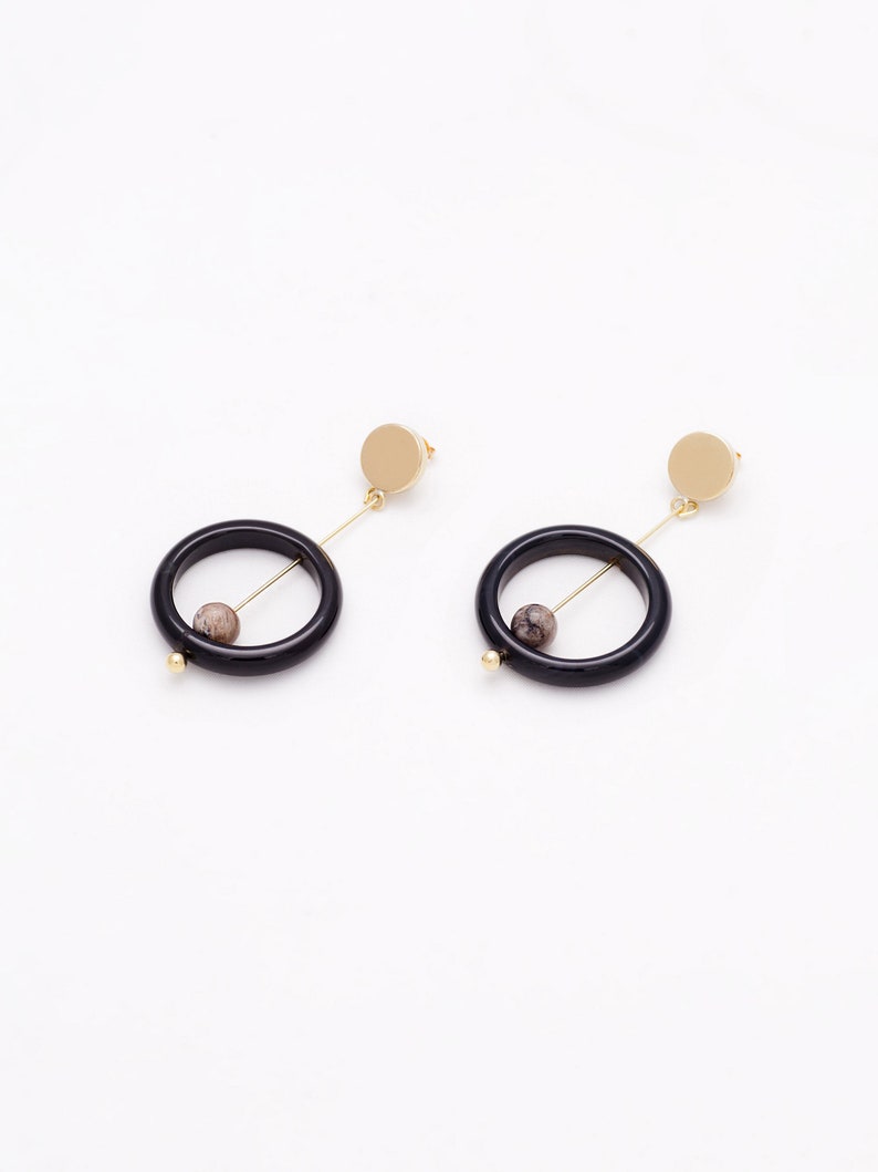 CarnelianBlack Agate Drop Earrings