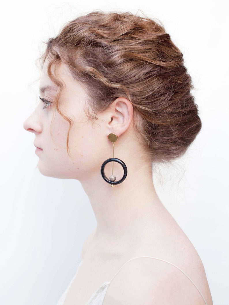 CarnelianBlack Agate Drop Earrings