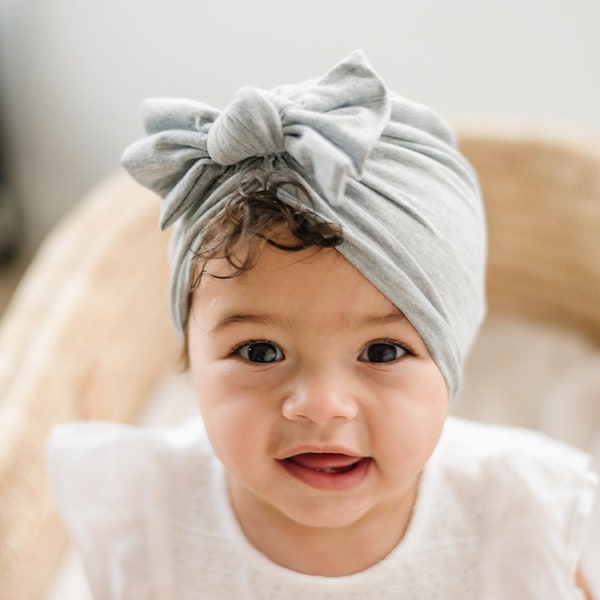 Cotton Bow Turbans, Baby knot turban, Baby Headwrap, Knit Turban , Baby Hair Bow, Turban Hat, Hospital Baby Hat, Small Newborn Hat,