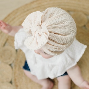 Woven Cable Knit Bow Baby Turban, Knot Baby Turban Hat, Newborn Beanie, Baby Headwrap, Newborn Hat, Trendy Baby Hat, Neutral Baby, Turban