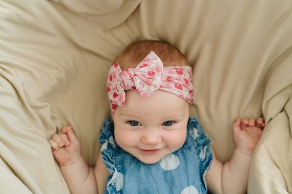 Bandeaux en lin en nylon avec arcs pour bébé fille nouveau-né tout-petit