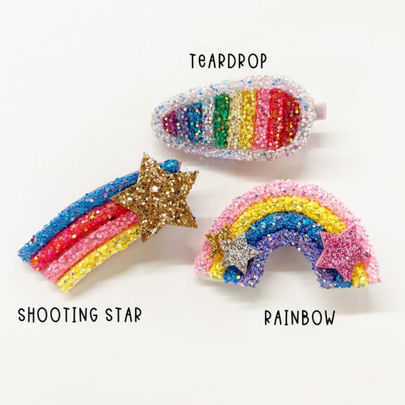 Iridescent Rainbow Rhinestone Hair Clips