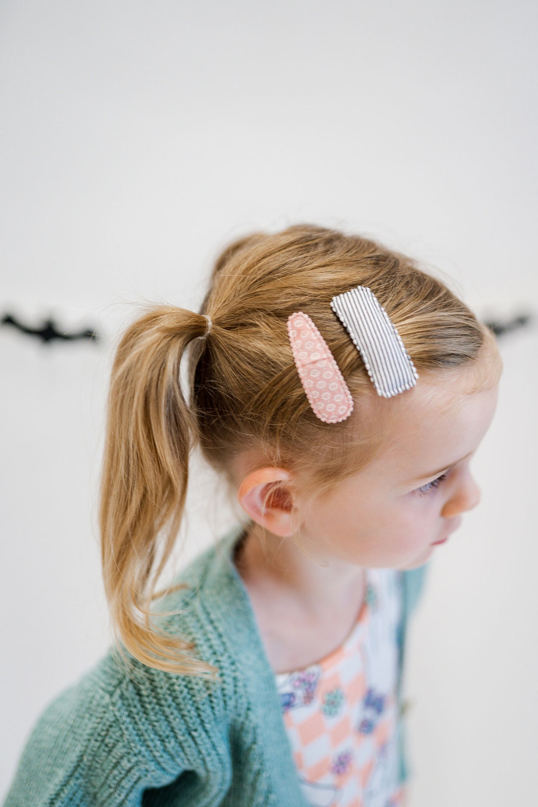 Set of 2 Striped Fall Hair Clips, School Hair Clips, Little Girl Hair