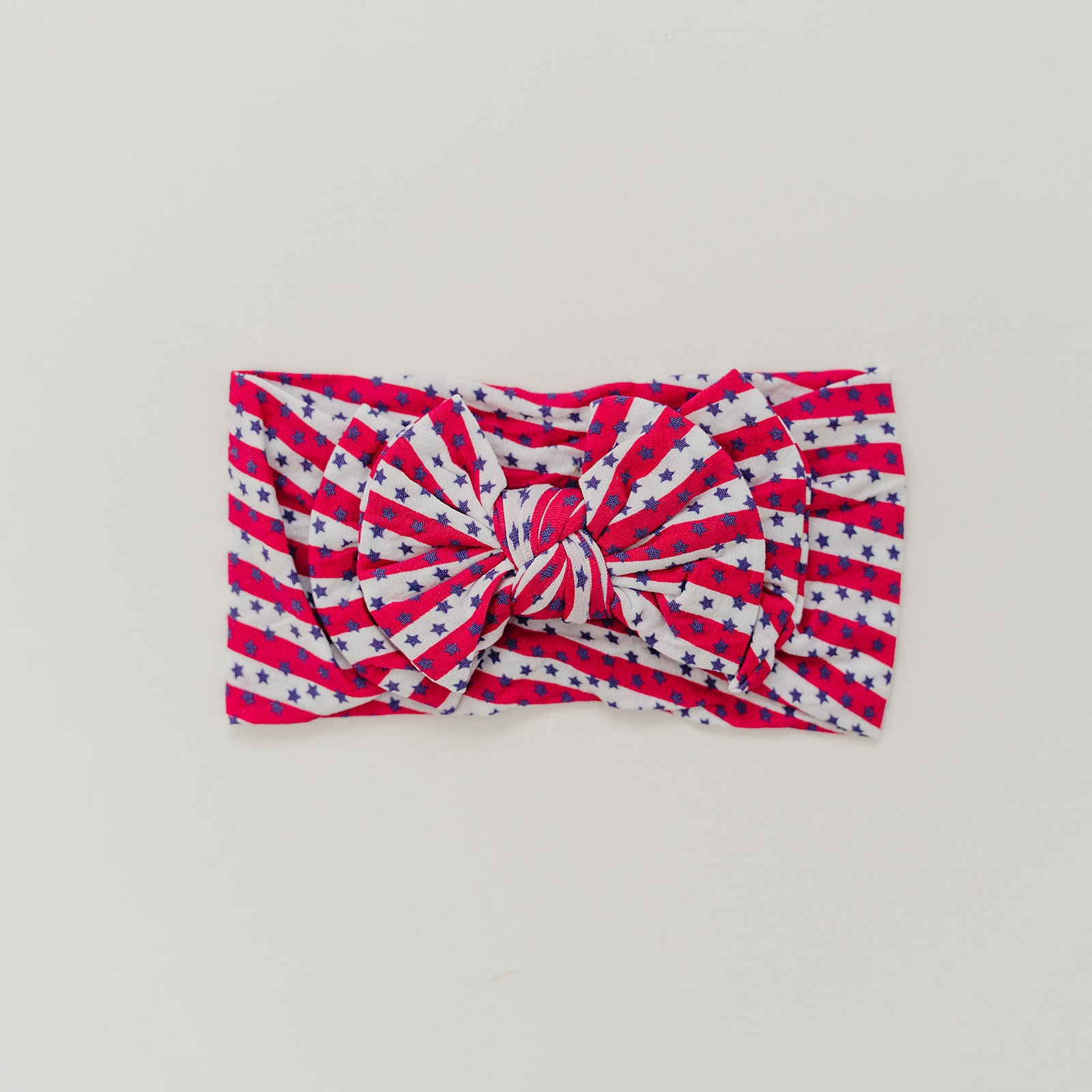 Patriotic Stars and Stripes Double Bow Nylon Headband Fourth | Etsy