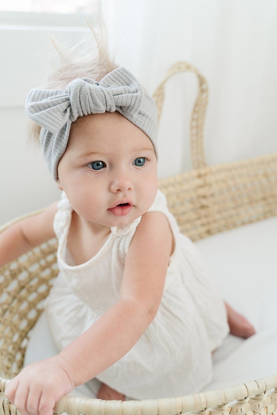 Bandeau gros noeud côtelé nude bébé - Bandeau, turban & barrette