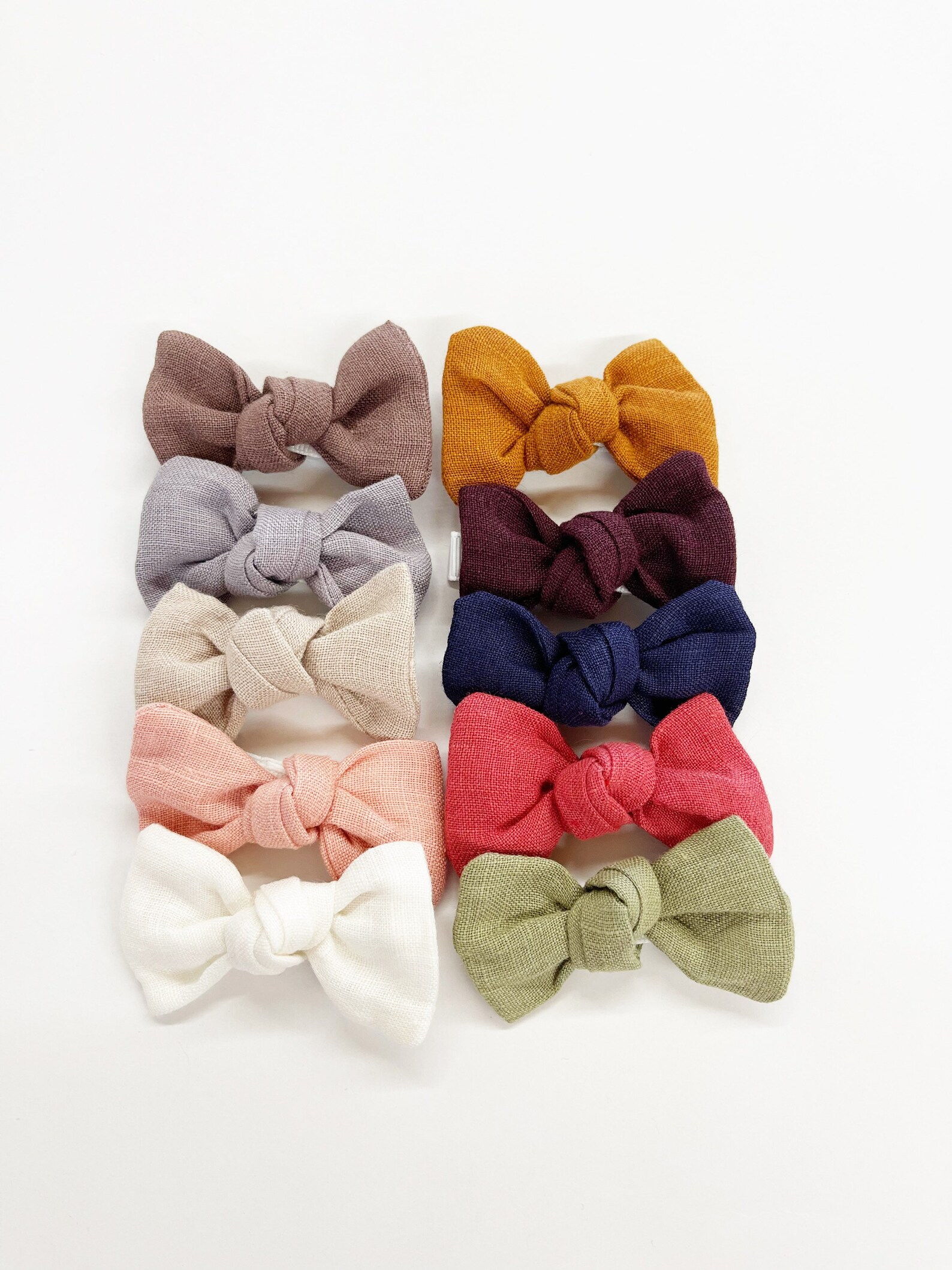 2.5 Linen Knottie Bow Clips Linen Bow Minimal Bow Simple - Etsy