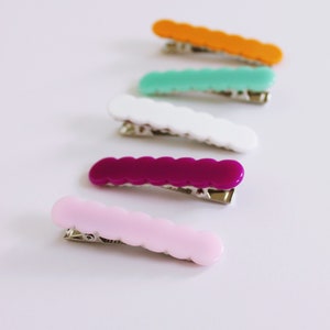 Set of 5 Scallop Acrylic Bar Clips Colorful Hair Clips - Etsy