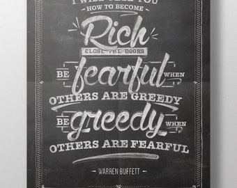Warren Buffett's most famous quote. Stock market poster