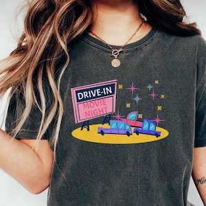 retro drive in movie shirt, retro t shirt, vintage shirt, movie shirt, cute retro style shirt, comfort colors shirt